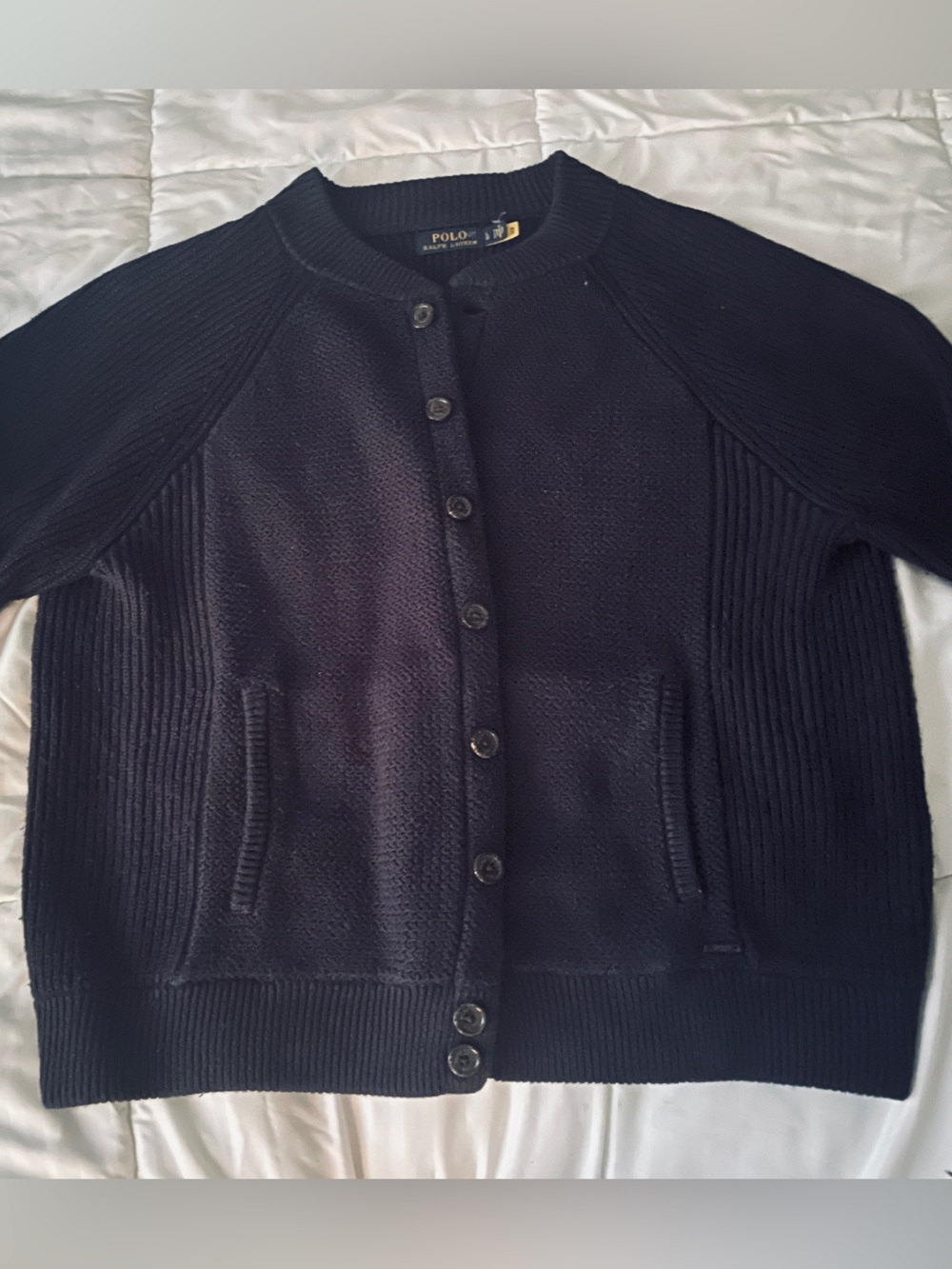 Vintage Ralph Lauren Navy Knit Button-Up Cardigan